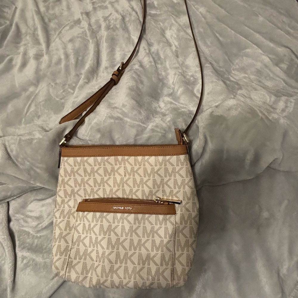 Michael Kors Tan and Brown Crossbody Bag